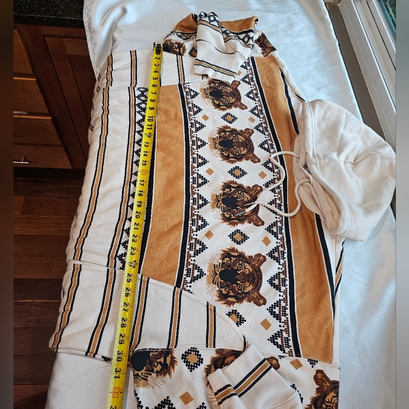 Free People Movement Sprint To The Finish Printed Hoodie Tiger Print Sz L - Picture 10 of 10